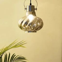 Kapoor E Illuminations Agatha Smoke & Nickel Glass Single Light Hanging Lamp-image-53