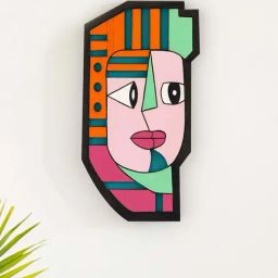 ExclusiveLane Multicolor Pinewood Tribal African Mystical Mask Decorative Wall Hanging-image-66