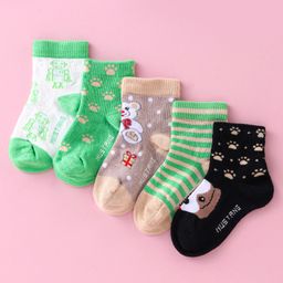Mustang Cotton Blend Ankle Length Socks Vehicle Animal Pack of 5 - Green-image-98
