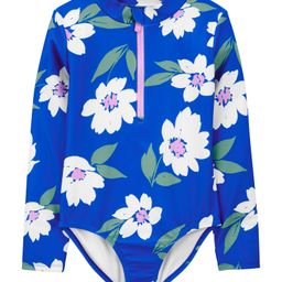 Carter's Floral One-Piece Zip-Front Rashguard Swimsuit - Blue-image-15