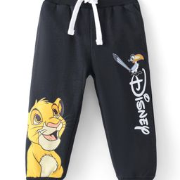 Babyhug Disney Cotton Looper Full Length Track Pants with The Lion King Graphics - Black-picture-4