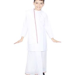 Kaku Fancy Dresses Bengali Folk Dance Theme Costume Set - White-image-17