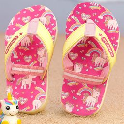 Cute Walk by Babyhug Flip Flops with Unicorn Print & Back Strap Closure - Pink-image-95