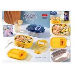 YAMAMA Insulated Lunch Box An Astronaut Lunch Box Stainless Steel Lunch Box Space Theme Modern Design Easy To Carry Portable Lunch Box 700 ml With Spoon And 10 Color Ball Pen  Color May Vary-7