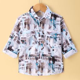 Rikidoos Full Sleeves Abstract Printed Shirt - Sky Blue-image-90