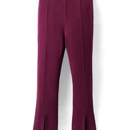 Pine Kids Cotton Lycra Knit Full Length Solid Leggings - Wine-image-31