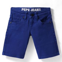 Pepe Jeans Cotton Elastane Woven Above Knee Length Solid Shorts - Navy Blue-image-44