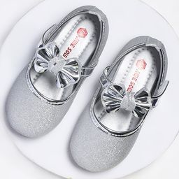 Mine Sole Bow Applique Detailed Glittered Mary Jane Ballerinas - Silver-image-67