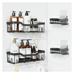 JD Fresh 4 in 1 Self Adhesive Organizer Combo For Bathroom Accessories - Black-picture-25