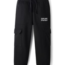Pine Kids Cotton Knit Full Length Lounge Pants with Explore Everyday Print - Black-image-85