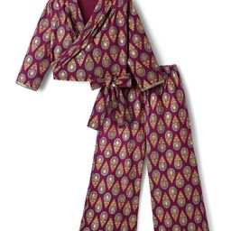 EARTHY TOUCH Single Jersey Knit Full Sleeves Printed Indo Western Co-Ord Set - Purple-image-21