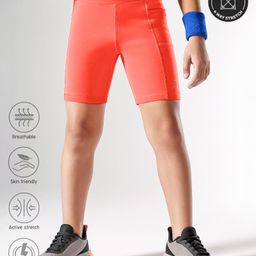 Pine Active Premium Knit Ultra Comfort Super Stretch Aero Soft Solid Cycling Shorts - Red-image-14