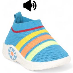 Lil Lollipop Placement Striped Musical Booties - Blue-image-60