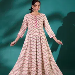 Sa Rasa Women Floral Printed Thread Work Anarkali Kurta-16