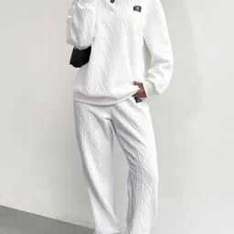 Stylecast X Slyck Women Textured Sweatshirt and Sweatpant Co -Ord Set-image-90