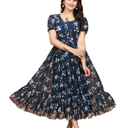 Anouk Floral Print Puff Sleeve Georgette Maxi Dress-image-97