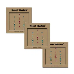 Comet Busters Set of 3 Handcrafted Reusable Traditional Designer Bindis - 016-91