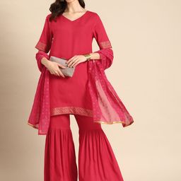 Anouk Ethnic Motifs Printed Kurta with Sharara & With Dupatta-picture-7