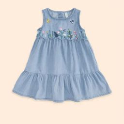 Pantaloons Baby Blue Cotton Embroidered Dress-image-28