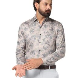 TAHVO Grey Slim Fit Printed Shirt-image-71