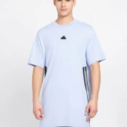 Adidas Sky Blue Regular Fit Striped Sports T-Shirt-image-91