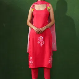 Jaipur Kurti Women Floral Printed Kurta with Trousers & Dupatta-16
