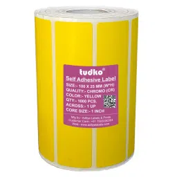Tudko 100x25 mm 80 GSM 1 UP Self Adhesive Paper Label Yellow-14