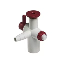 Abdos White and Red PP Stopcock For Vacuum Desiccator, E11620-14