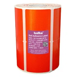 Tudko 50x40 mm 80 GSM 2 UP Self Adhesive Paper Label Orange-image-98