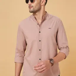 People by Pantaloons Dusty Pink Cotton Slim Fit Shirt-picture-47