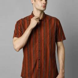 Louis Philippe Jeans Orange Cotton Regular Fit Checks Shirt-image-42