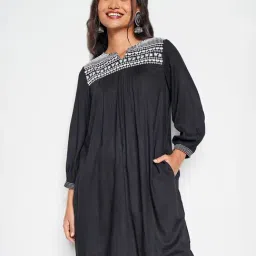 Global Desi Black Embroidered Tunic-image-8