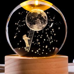 CraftVatika Yellow Printed Spherical Table Lamp-image-8