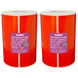 Tudko 100x125 mm 80 GSM 1 UP Self Adhesive Paper Label Orange (Pack of 2 Pcs)-15