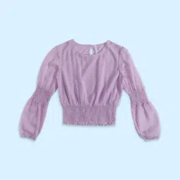 Pantaloons Junior Lilac Cotton Self Pattern Full Sleeves Top-picture-17