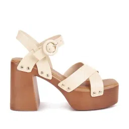Rag & Co Women's Beige Ankle Strap Sandals-picture-0