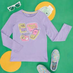 Pantaloons Junior Kids Lilac Cotton Printed Full Sleeves T-Shirt-picture-36