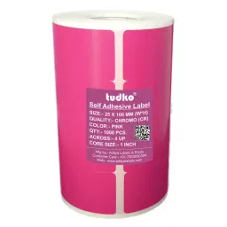 Tudko 25x100 mm 80 GSM 4 UP Self Adhesive Paper Label Pink-31