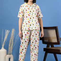 SUNEKH Women Pure Cotton Printed Night suit-image-59