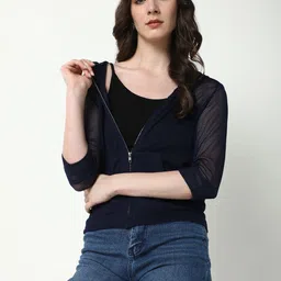 SHOWOFF Women Self Design Hooded Sweatshirt-image-75