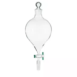 ABGIL Separating Funnel Globe Shape With Joint PTFE Stopcock Plug Type & Interchangeable Stopper 125 ml Transparent, FS-T-393-03 image 1