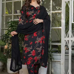 PEENGAX Women Floral Printed Kurta with Trousers & Dupatta-image-20