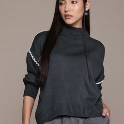 The Roadster Lifestyle Co. High Neck Pullover with Embroidered Detail-image-23