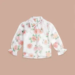 Pantaloons Junior White & Pink Cotton Floral Print Full Sleeves Top-picture-10