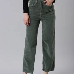 showoffff SHOWOFF Green Cotton Straight Fit Mid Rise Trousers-picture-41