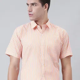 ACCOX Men Vertical Striped Spread Collar Cotton Formal Regular Fit Shirt-image-98