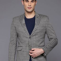 ESSAS club Checked Single-Breasted Slim Fit Casual Blazer-68