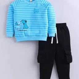 LITTLE NINJA Infant Boys Striped Round Neck Pure Cotton Sweatshirt With Joggers-picture-19