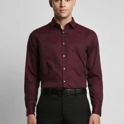 Peter England Maroon Cotton Regular Fit Printed Shirt-image-93