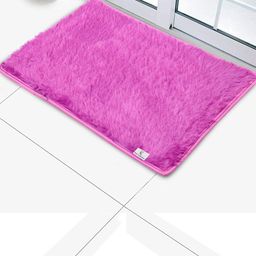 Kuber Industries Set Of 3 Solid Shaggy Microfiber Anti-Skid Rectangular Doormats image 3